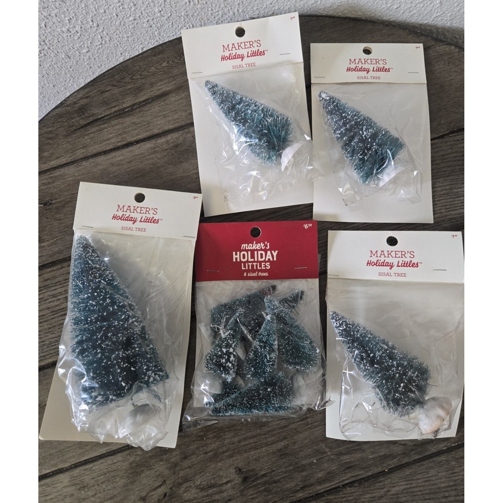 Maker's Holiday Littles Sisal Bottle Brush Christmas Trees Lot of 5 NOS Packages